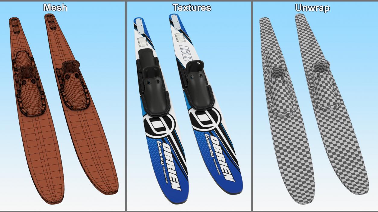 3D Waterskis Obrien Blue