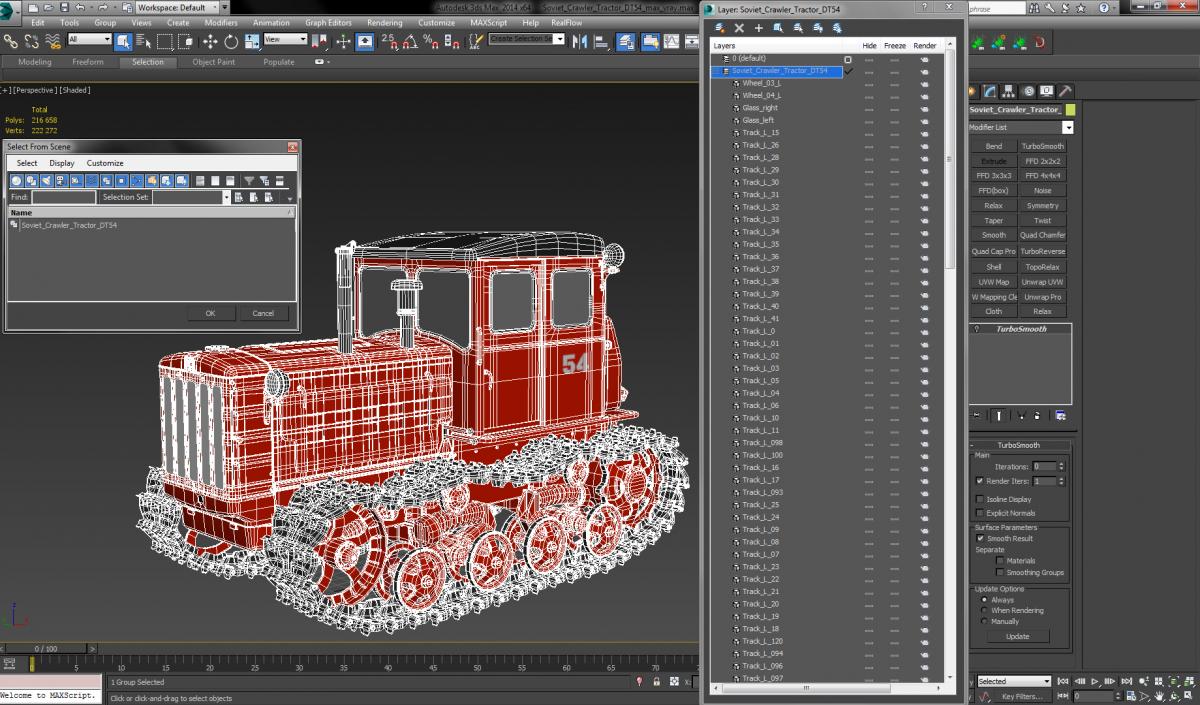 Soviet Crawler Tractor DT54 3D