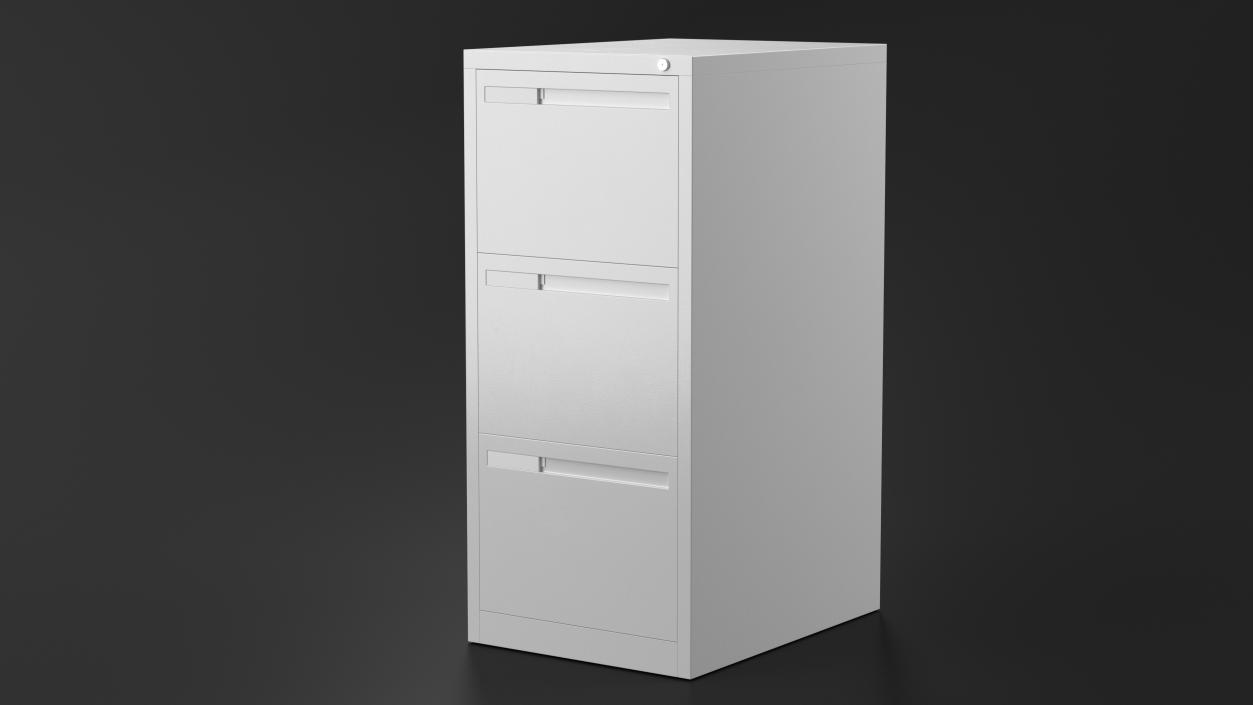 3D model Filing Cabinet 3 Drawer Grey 2