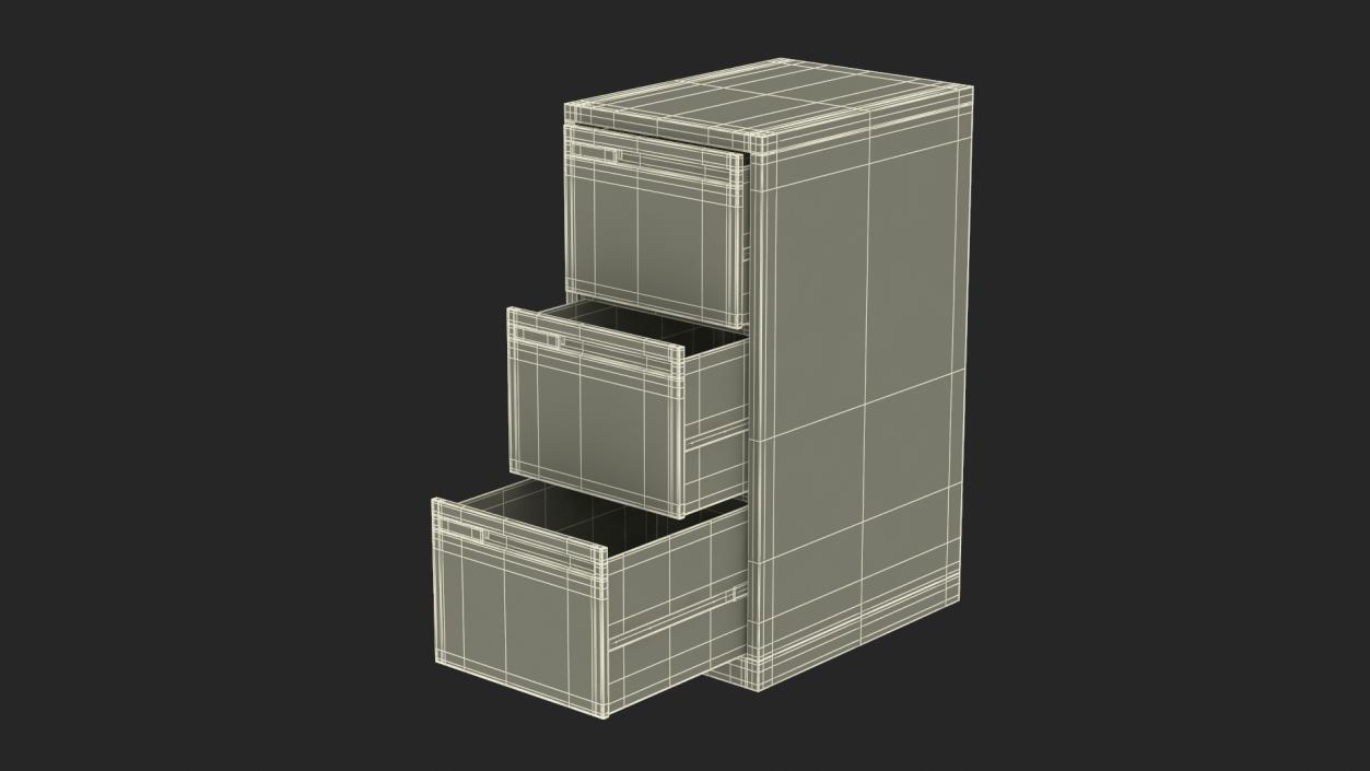 3D model Filing Cabinet 3 Drawer Grey 2