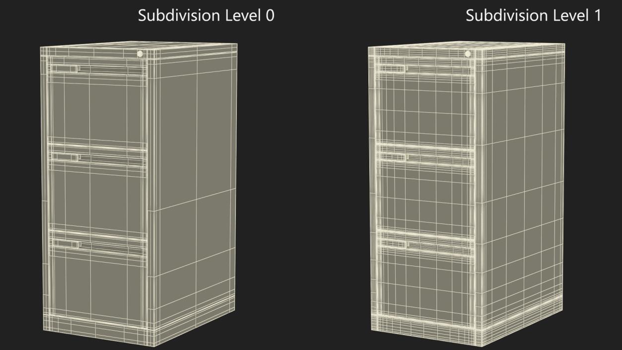 3D model Filing Cabinet 3 Drawer Grey 2