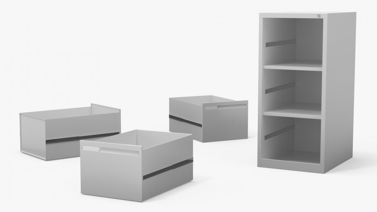 3D model Filing Cabinet 3 Drawer Grey 2