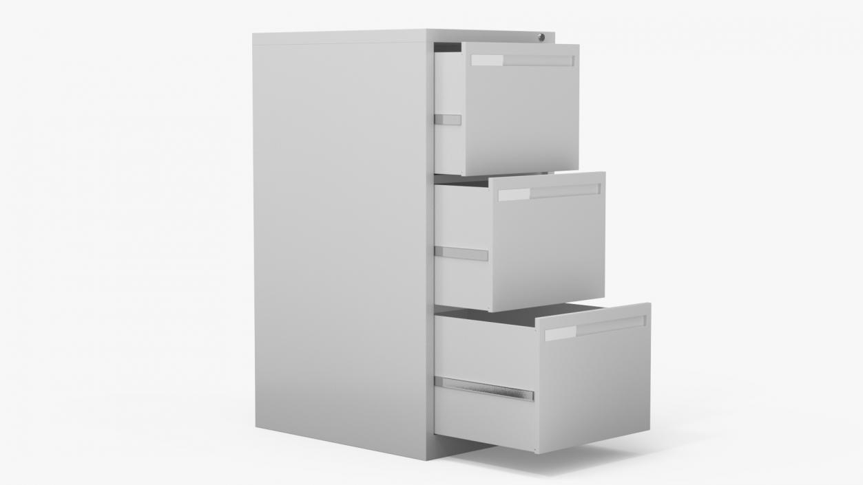 3D model Filing Cabinet 3 Drawer Grey 2