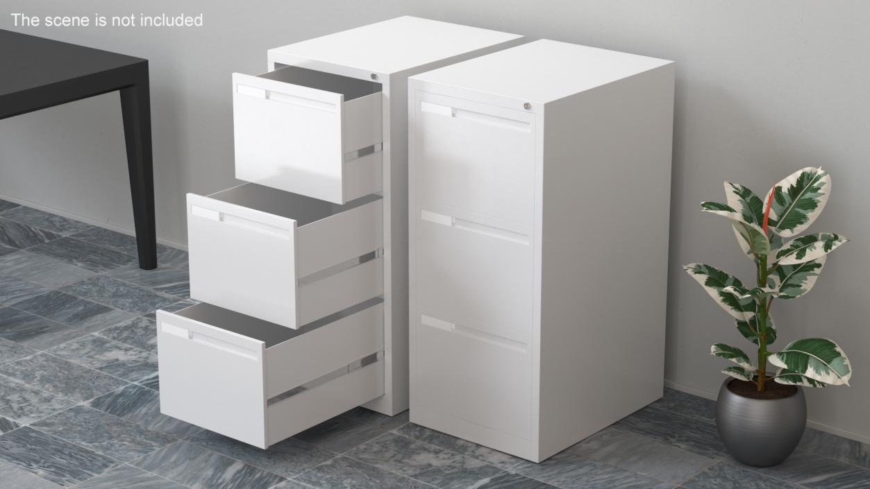 3D model Filing Cabinet 3 Drawer Grey 2