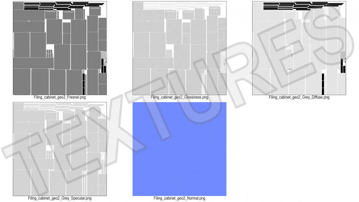 3D model Filing Cabinet 3 Drawer Grey 2