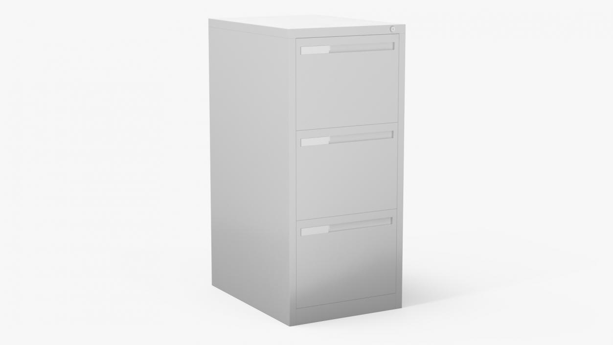 3D model Filing Cabinet 3 Drawer Grey 2