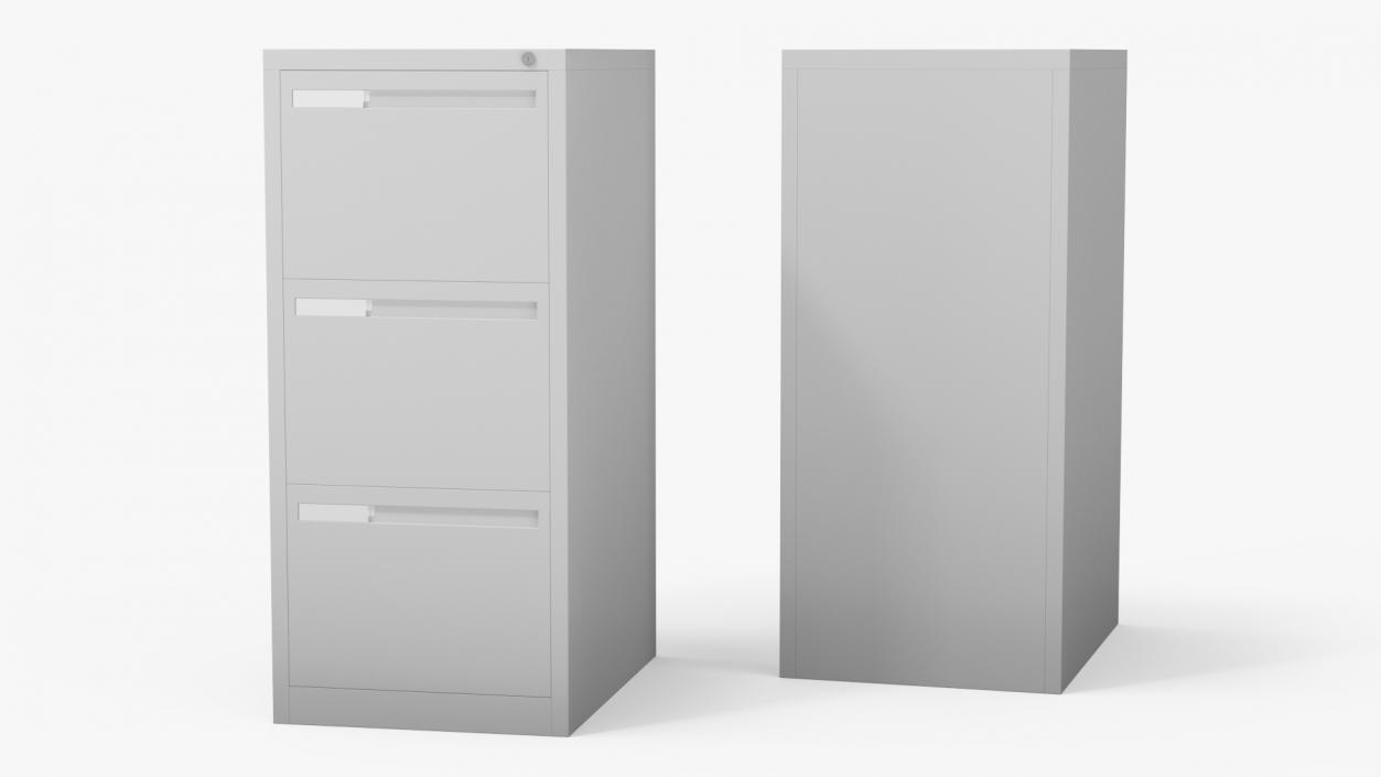 3D model Filing Cabinet 3 Drawer Grey 2