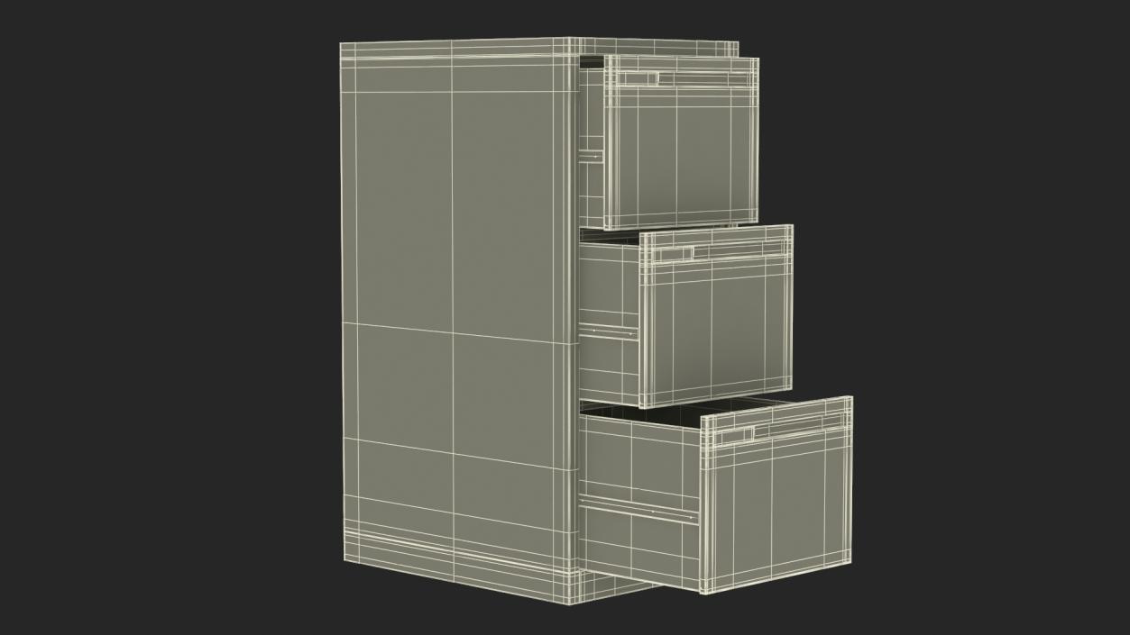 3D model Filing Cabinet 3 Drawer Grey 2