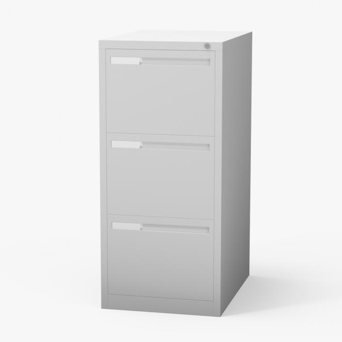 3D model Filing Cabinet 3 Drawer Grey 2