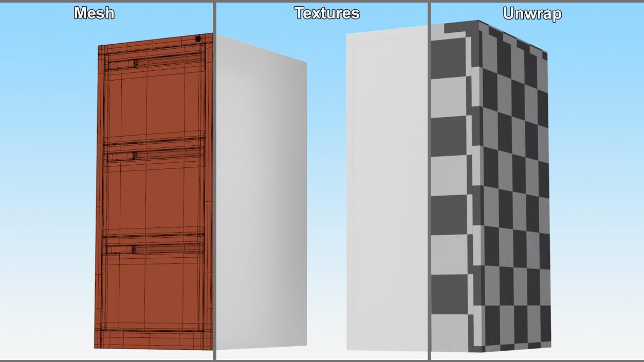 3D model Filing Cabinet 3 Drawer Grey 2