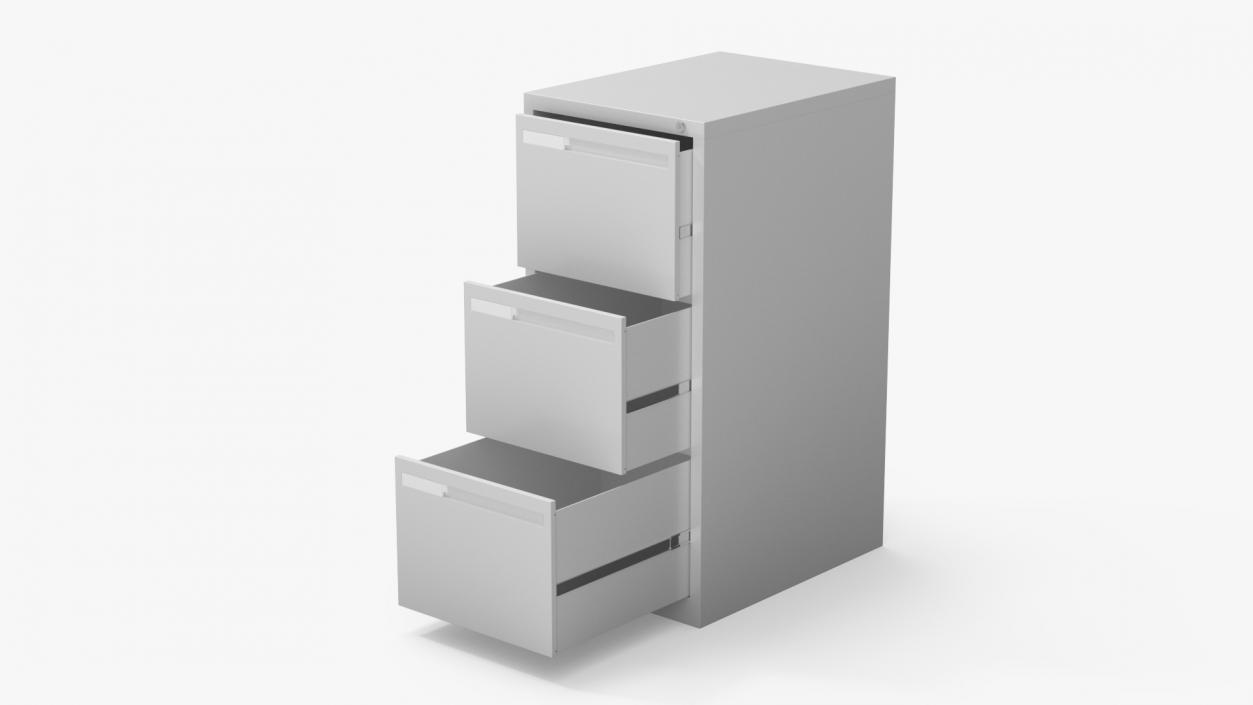 3D model Filing Cabinet 3 Drawer Grey 2