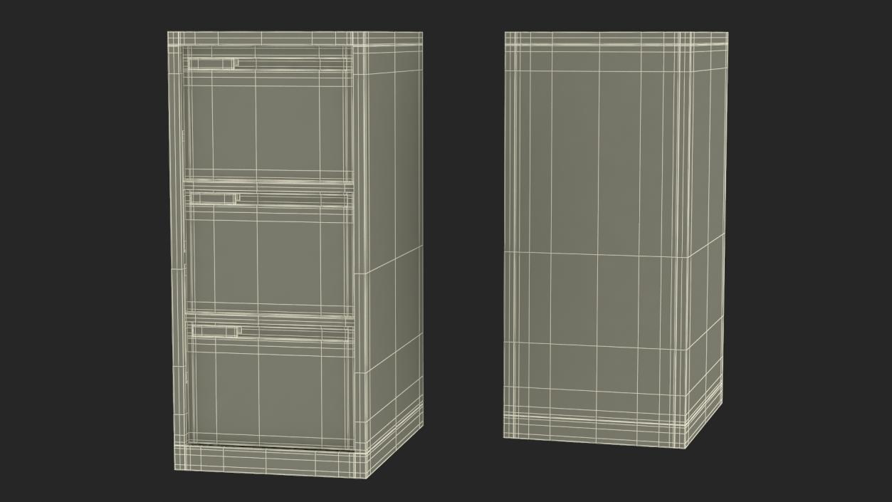 3D model Filing Cabinet 3 Drawer Grey 2