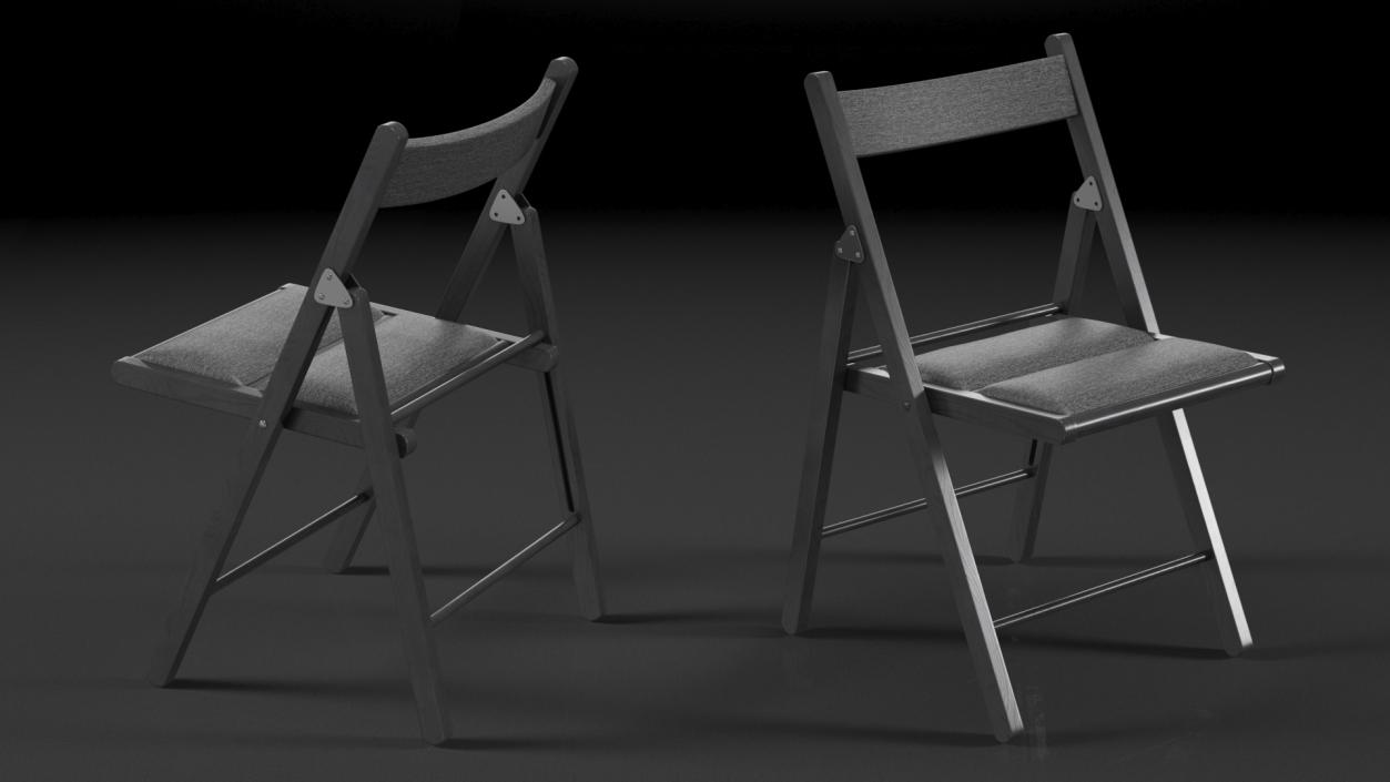 Soft Seat Folding Chair Black Open 3D model