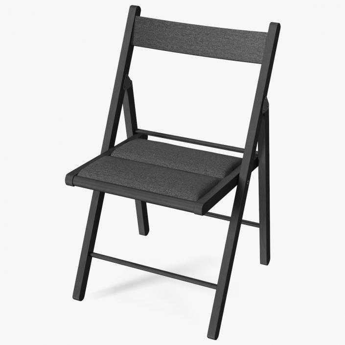 Soft Seat Folding Chair Black Open 3D model