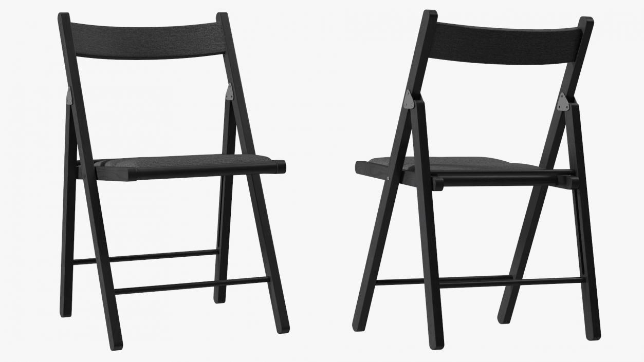 Soft Seat Folding Chair Black Open 3D model