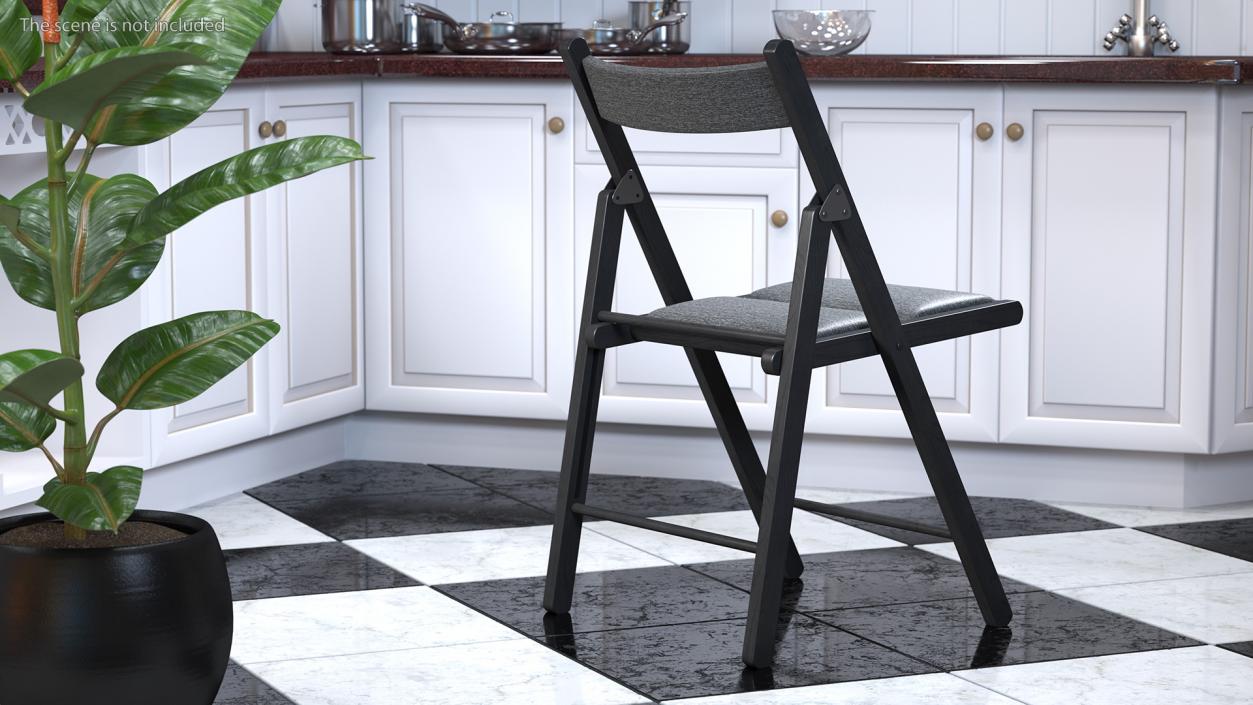 Soft Seat Folding Chair Black Open 3D model