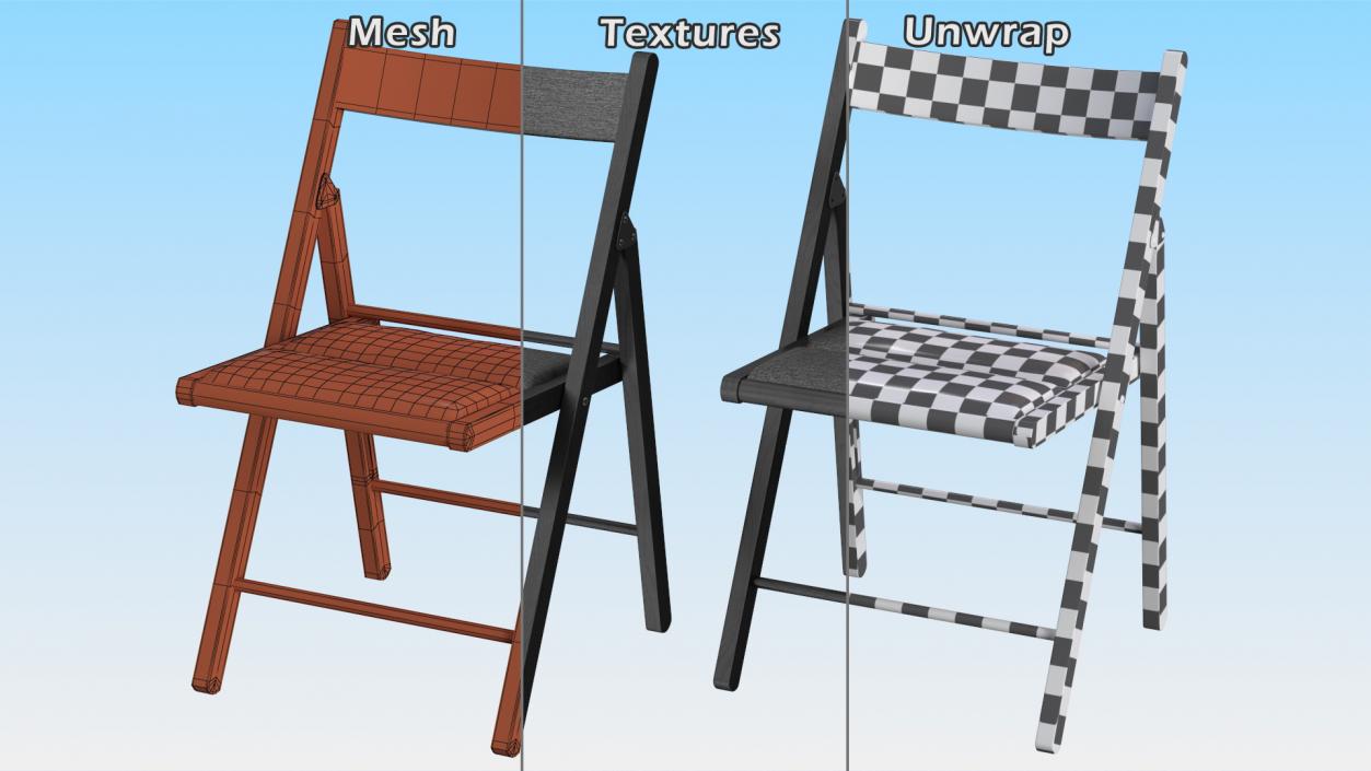 Soft Seat Folding Chair Black Open 3D model