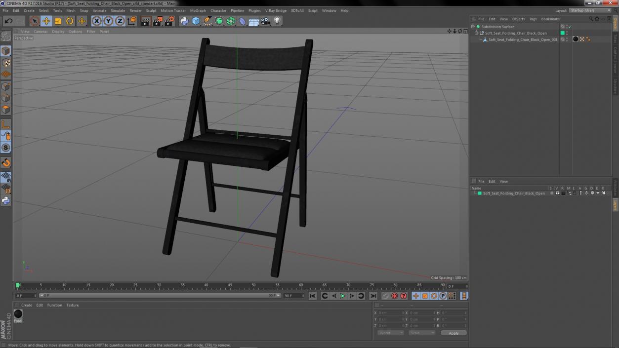 Soft Seat Folding Chair Black Open 3D model