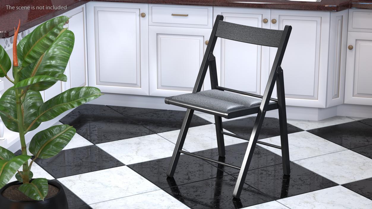 Soft Seat Folding Chair Black Open 3D model