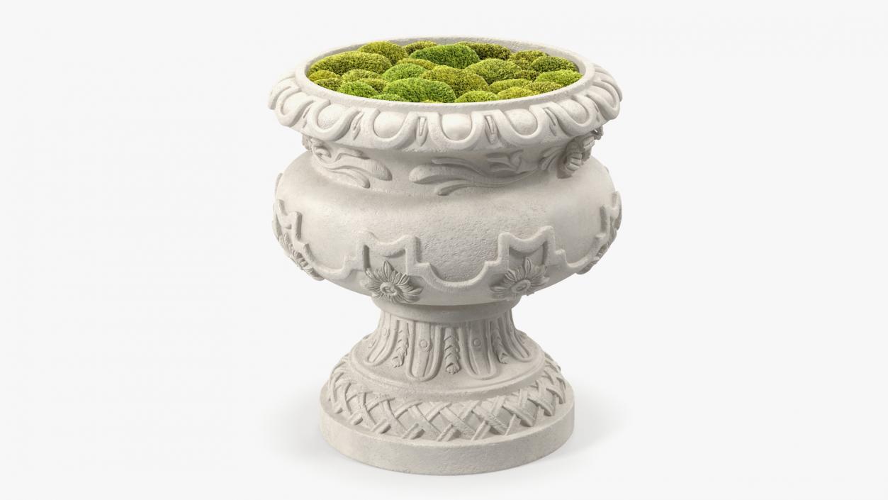 Planter Urn With Moss Garden h45 2 3D model