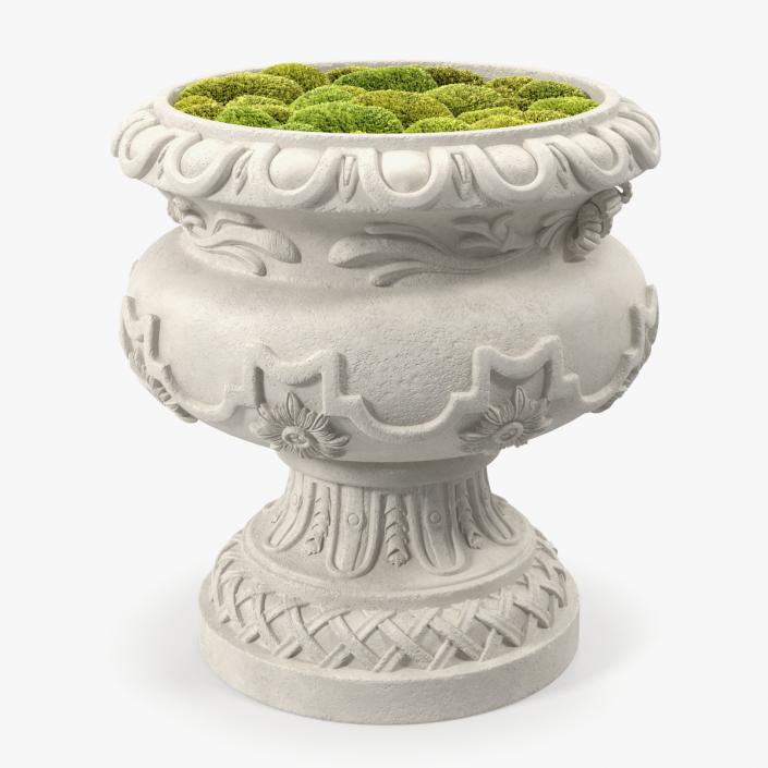 Planter Urn With Moss Garden h45 2 3D model