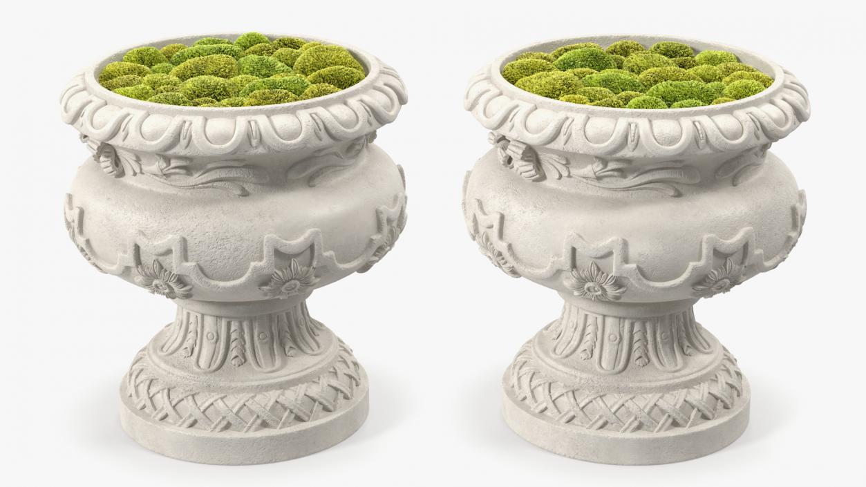 Planter Urn With Moss Garden h45 2 3D model