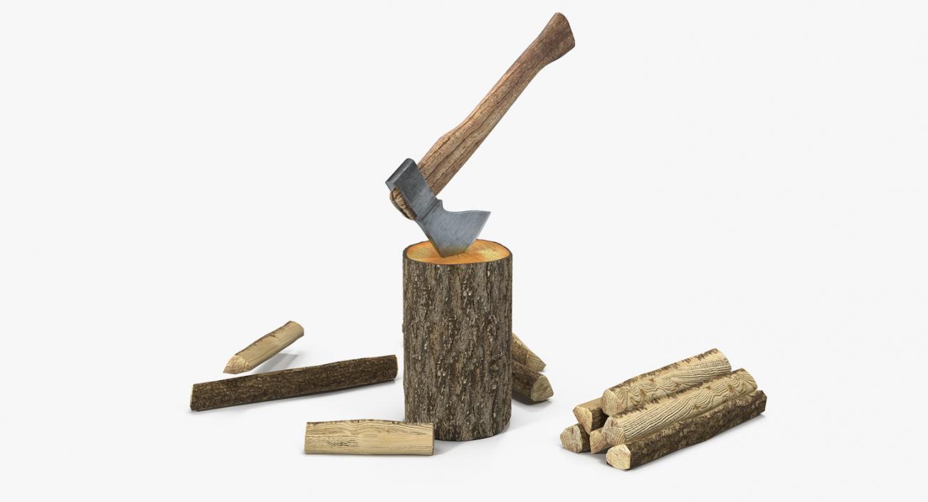 3D Hatchet Split Wood model