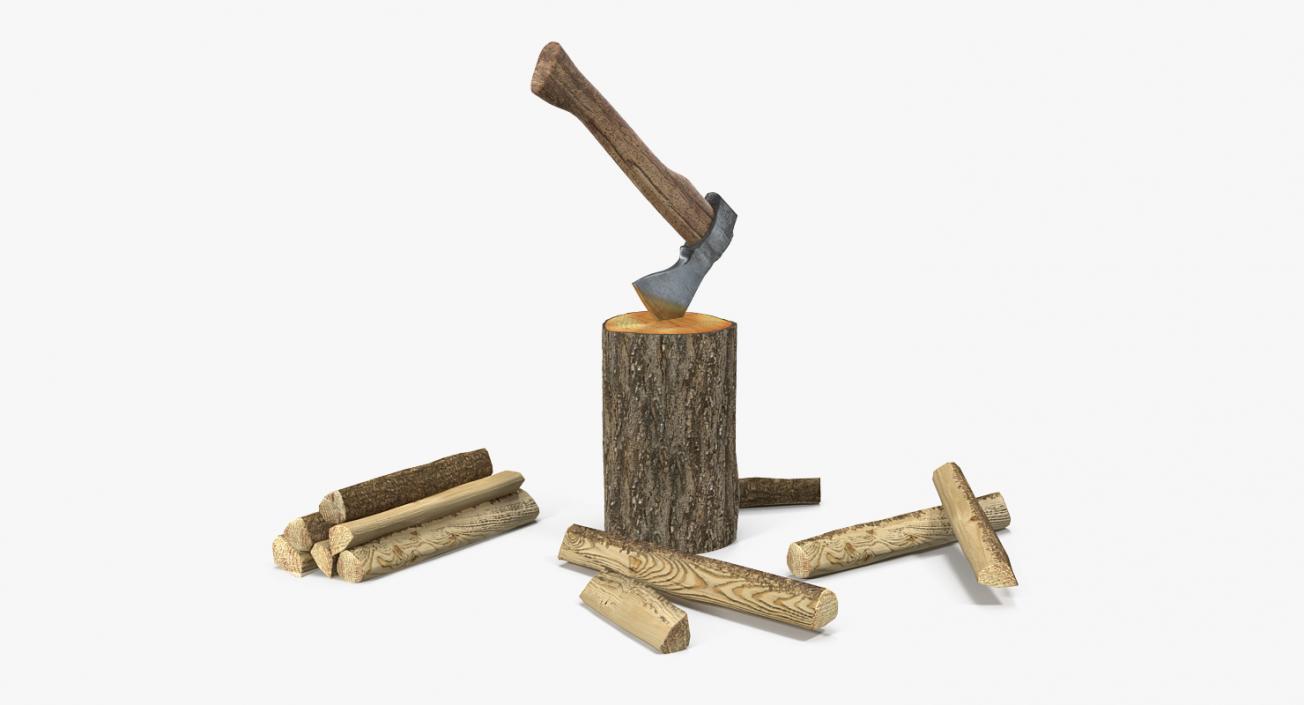 3D Hatchet Split Wood model