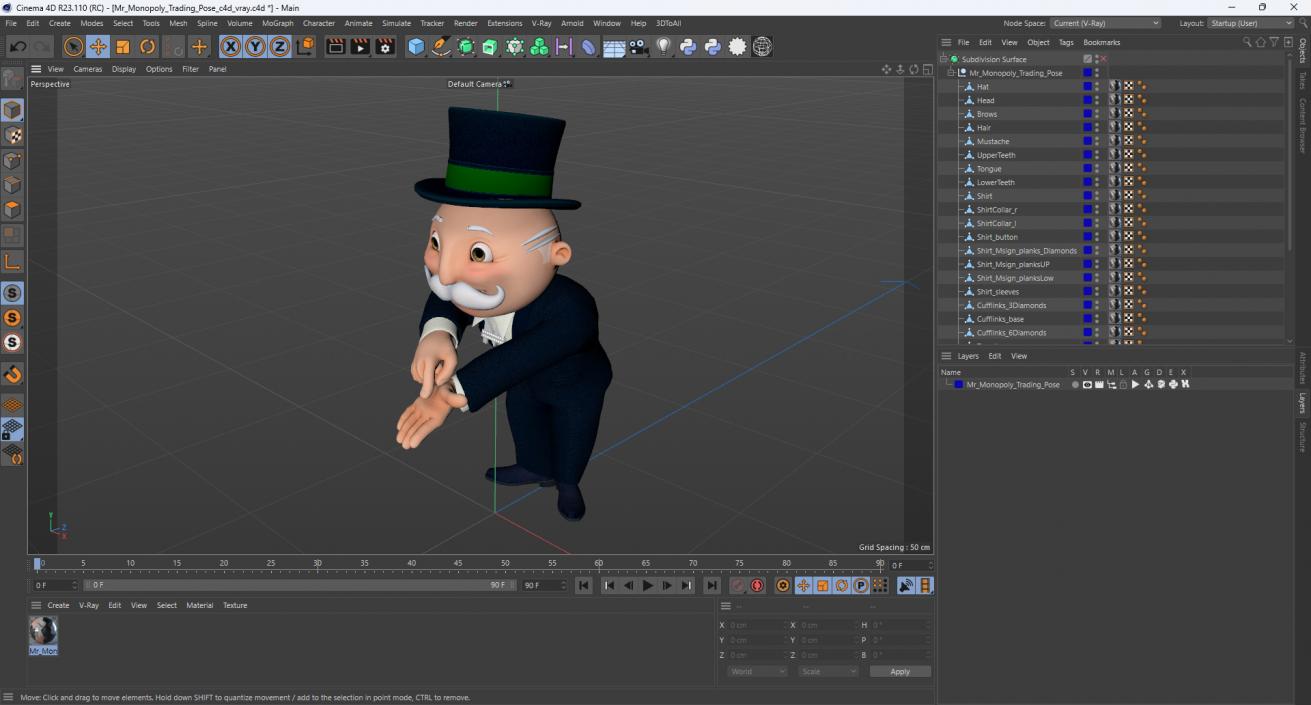 Mr Monopoly Trading Pose for 3D Print 3D