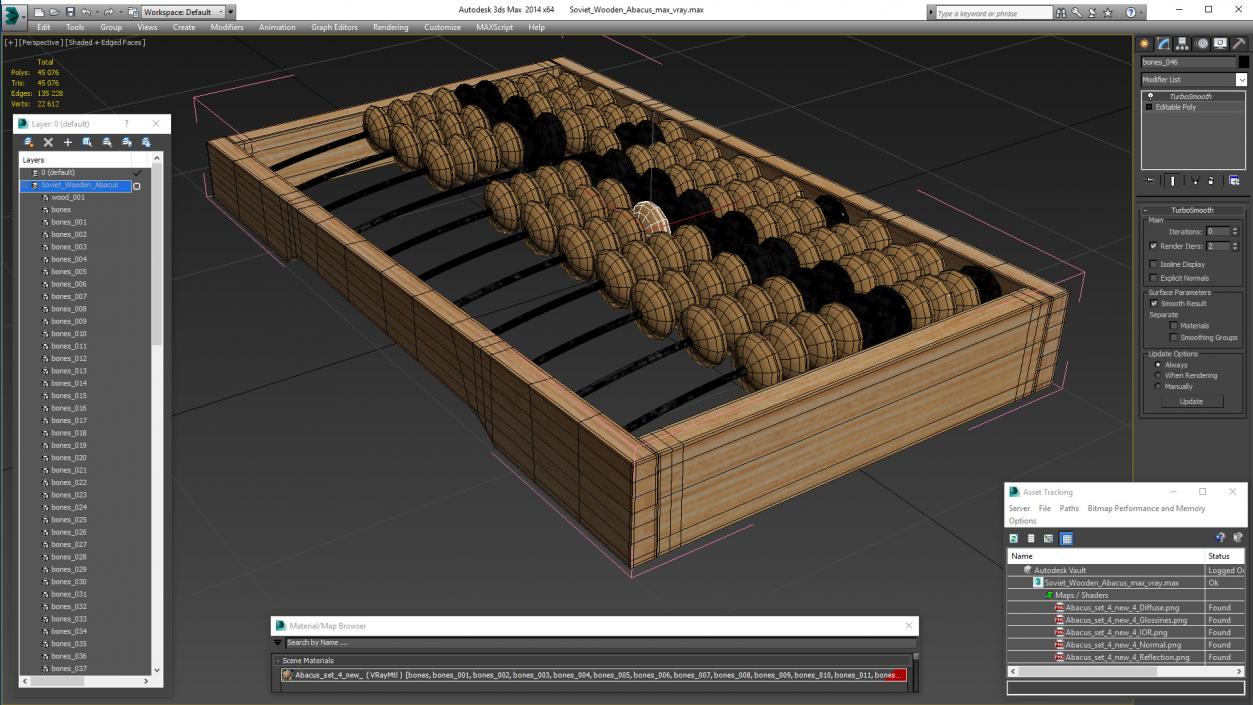 3D model Soviet Wooden Abacus