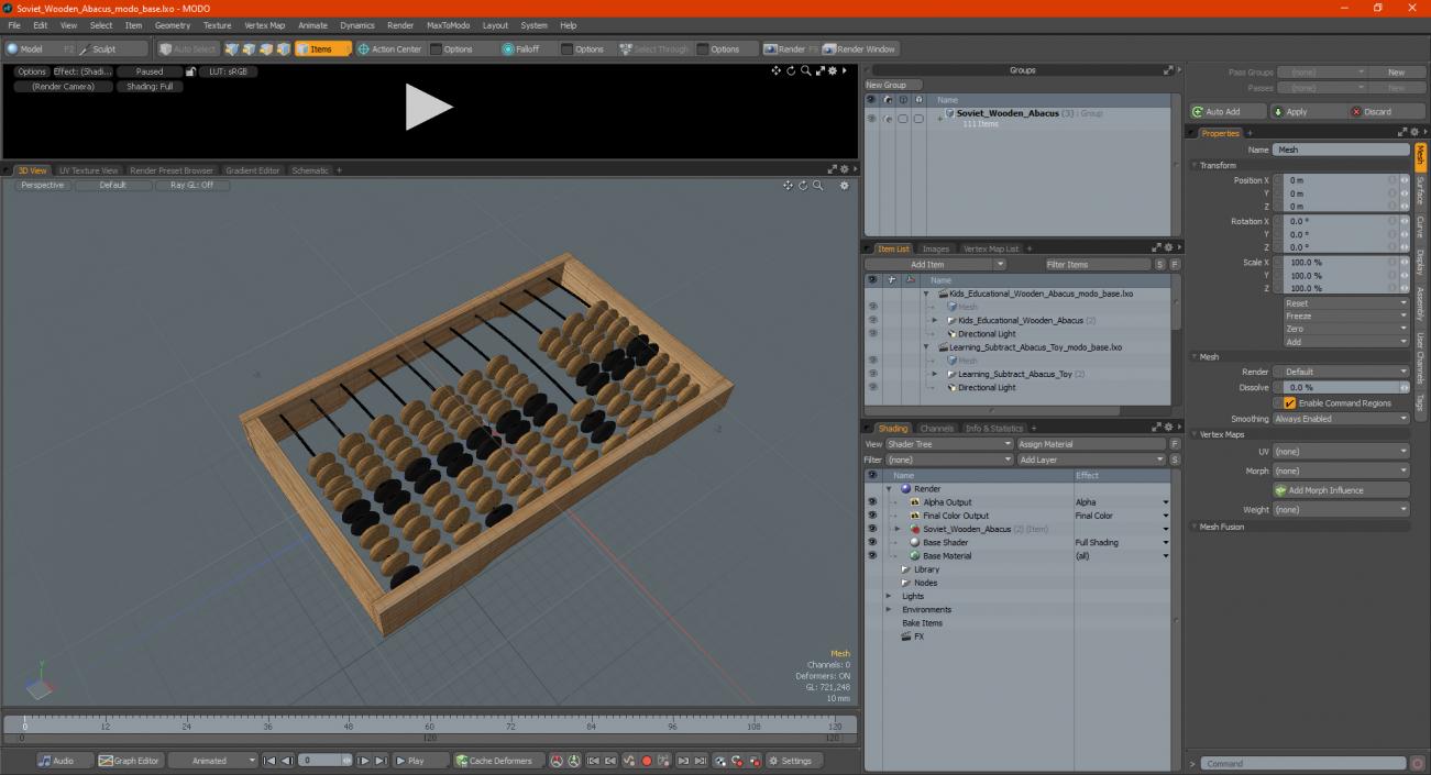 3D model Soviet Wooden Abacus