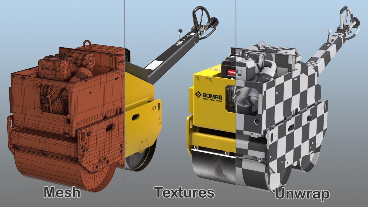 3D model Rigged Road Compactors Collection 6