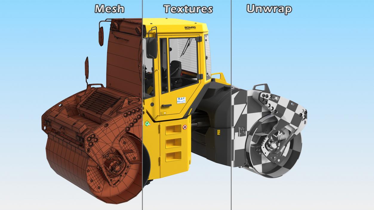 3D model Rigged Road Compactors Collection 6