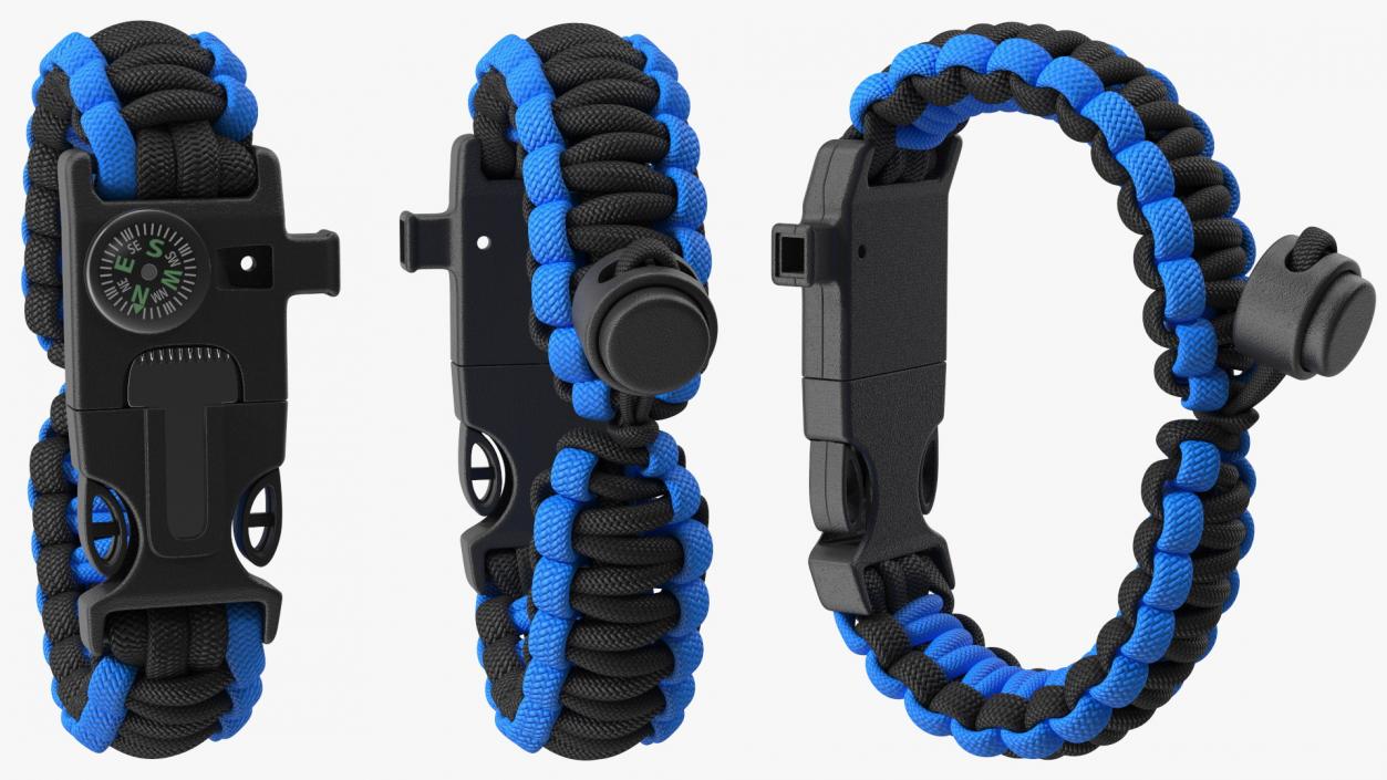 3D Paracord Survival Bracelet Blue