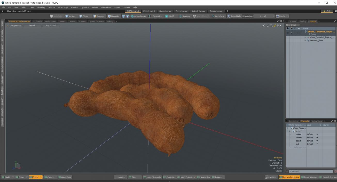 3D model Whole Tamarind Tropical Fruits