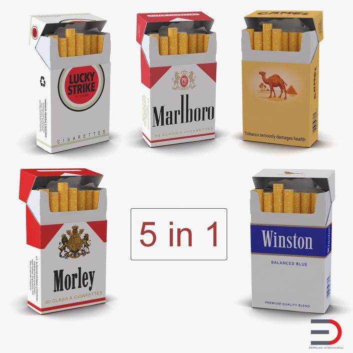 3D Opened Cigarettes Packs Collection 2