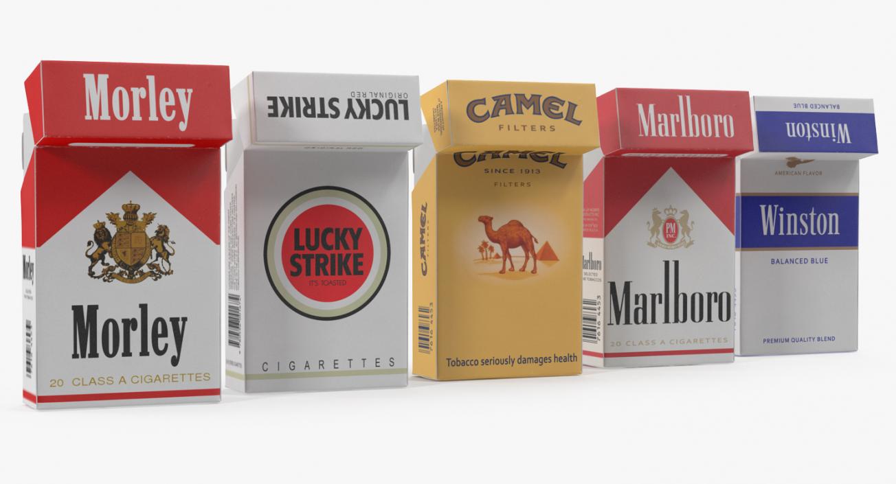 3D Opened Cigarettes Packs Collection 2