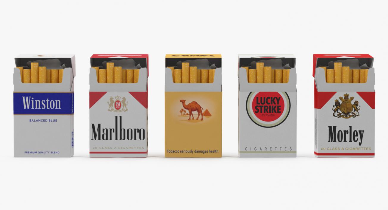 3D Opened Cigarettes Packs Collection 2