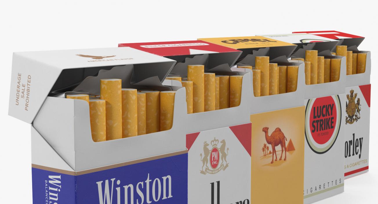 3D Opened Cigarettes Packs Collection 2