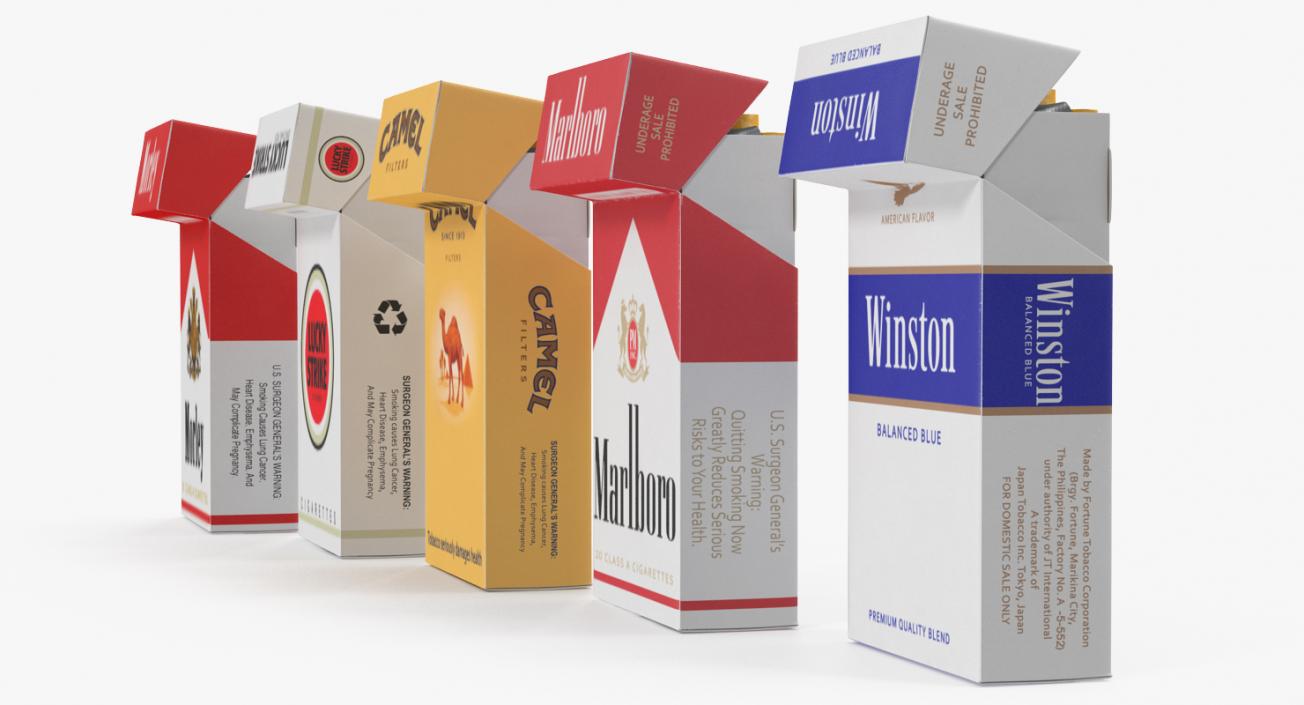 3D Opened Cigarettes Packs Collection 2