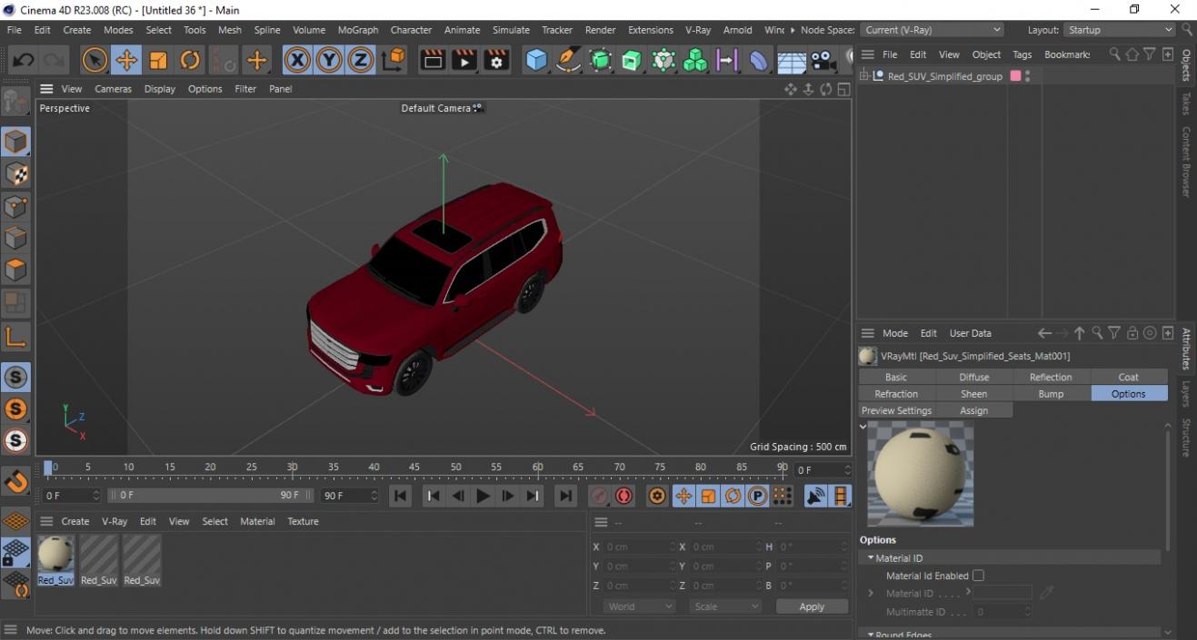 3D Red SUV Simplified model