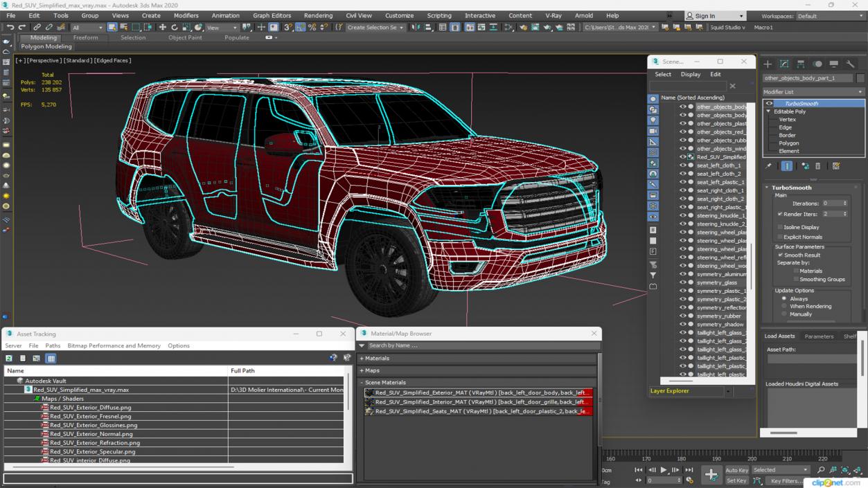 3D Red SUV Simplified model