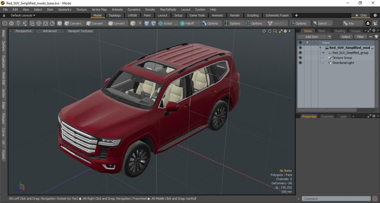 3D Red SUV Simplified model