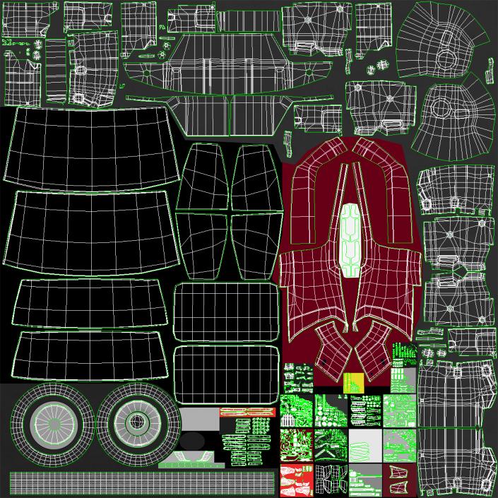 3D Red SUV Simplified model