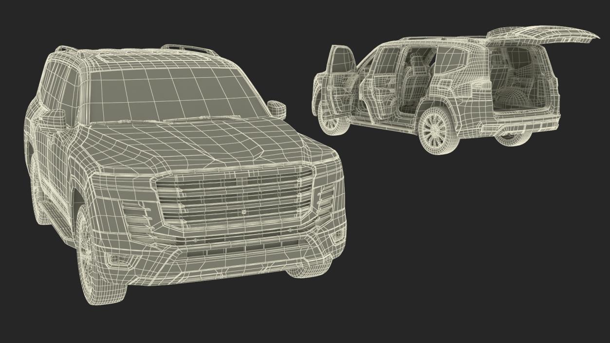 3D Red SUV Simplified model