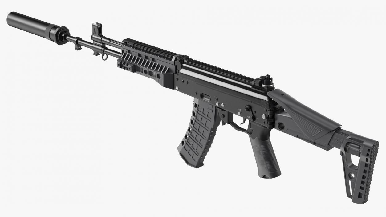 Silenced Kalashnikov Firearm AK-12 3D model