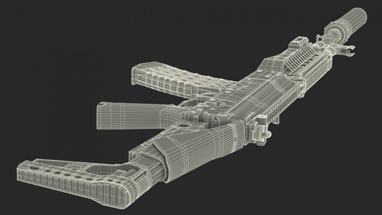 Silenced Kalashnikov Firearm AK-12 3D model