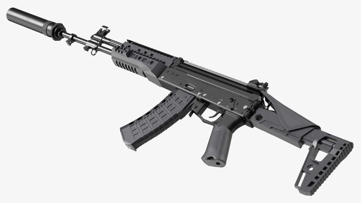 Silenced Kalashnikov Firearm AK-12 3D model