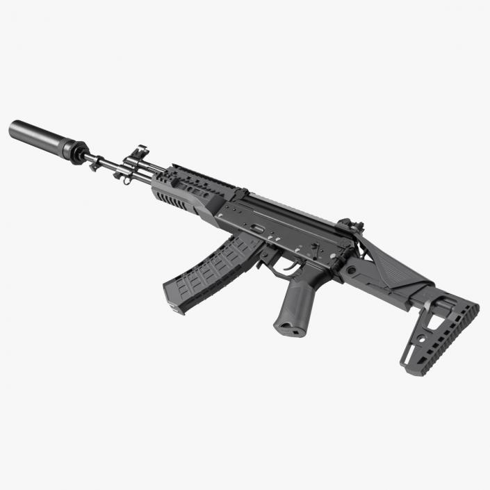 Silenced Kalashnikov Firearm AK-12 3D model