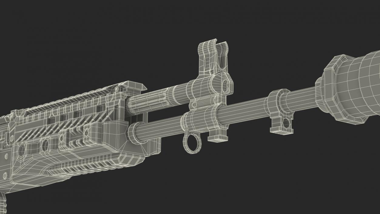 Silenced Kalashnikov Firearm AK-12 3D model